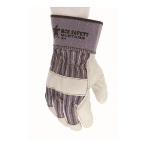 Mustang Leather Palm Gloves, Blue/cream, Large, 12 Pairs