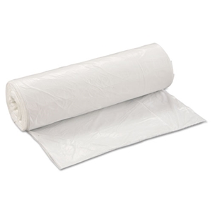 Inteplast Low-Density Commercial Can Liners, 45 gal, 0.8 mil, 40x46, White, Interleaved Roll, 25 Bags/Roll, 4 Rolls/ct