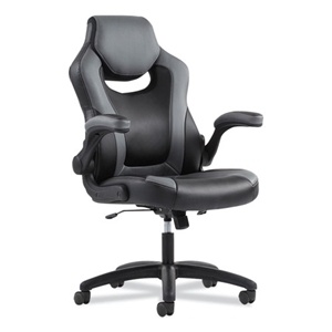 Sadie 9-One-One High-Back Racing Style Chair With Flip-Up Arms, Supports Up To 225 Lb, Black Seat, Gray Back, Black Base
