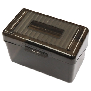 Universal Plastic Index Card Boxes, Holds 300 3 X 5 Cards, 5.63 X 3.25 X 3.75, Translucent Black