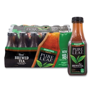 Lipton Pure Leaf Unsweetened Iced Black Tea, 16.9 oz Bottle, 18/Carton