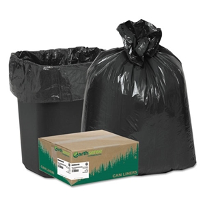 EarthWise Linear Low Density Recycled Can Liners, 10 gal, 0.85 mil, 24" x 23", Black, 25 Bags/Roll, 20 Rolls/Carton