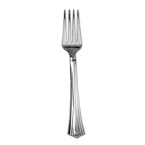 WNA Heavyweight Plastic Forks, Reflections Design, Silver, 600/carton