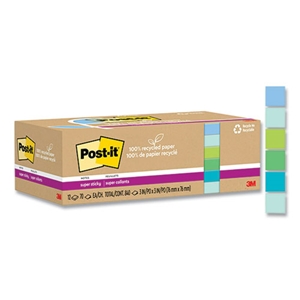 NotesStick 100% Recycled Paper Super Sticky Notes, Unruled, 3" x 3", Assorted Oasis Colors, 70 Sheets/Pad, 12 Pads/Pack