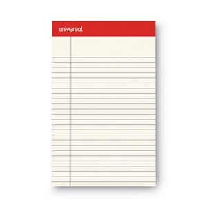 Universal Colored Perforated Ruled Writing Pads, Narrow Rule, 50 Ivory 5 X 8 Sheets, Dozen