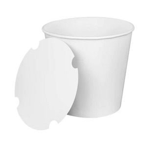 Karat Food Bucket with Lid, 170 oz, 8.9" Dia x 8.36"h, White, Paper, 150/Carton