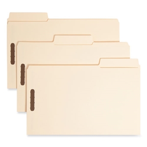 Smead SuperTab Reinforced Guide Height Fastener Folders, 11-pt Manila, 0.75" Expansion, 2 Fasteners, Legal Size, Manila, 50/Box