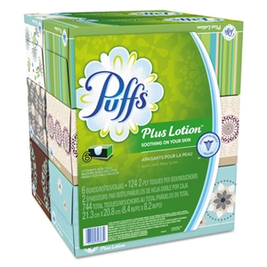Puffs Plus Lotion Facial Tissue, 2-Ply, White, 124 Sheets/box, 6 Boxes/pack, 4 Packs/carton