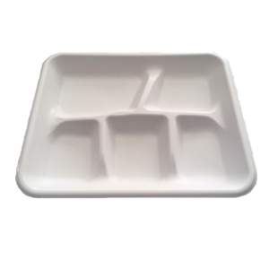 Empress Earth 5 Compartment PP School Tray Mineral Filled Poly White 4 / 125 cs