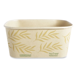 32oz World Cent No Tree Rectangular Containers, 4.7 x 6.8 x 3, Natural, Sugarcane, 300/Carton
