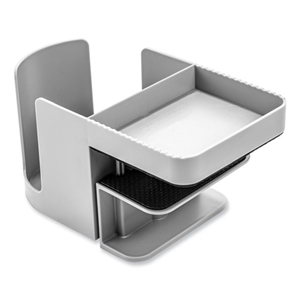 deflect-o Standing Desk Cup Holder Organizer, Two Sections, 3.94 x 7.04 x 3.54, Gray