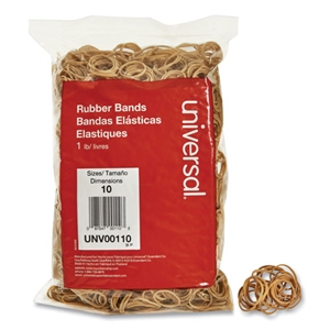 Universal Rubber Bands, Size 10, 0.04" Gauge, Beige, 1 Lb Box, 3,400/pack
