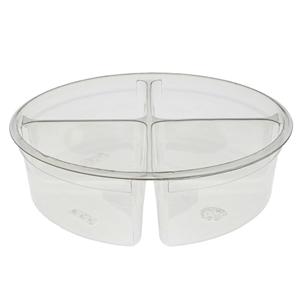 Container Base-Olive Container 7" Round 4 Compartment, Clear, 32 oz 300/CS