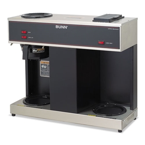 BUNN Pour-O-Matic Three-Burner Pour-Over Coffee Brewer, 12-Cup, Stainless Steel, Black