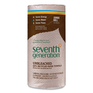 SeventhGen Natural Unbleached 100% Recycled Paper Kitchen Towel Rolls, 2-Ply, Individually Wrapped, 11 x 9, 120/Roll, 30 Rolls/Carton