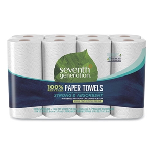 SeventhGen 100% Recycled Paper Kitchen Towel Rolls, 2-Ply, 11 x 5.4, 156 Sheets/Roll, 8 Rolls/Pack