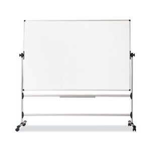 MasterVisi Earth Silver Easy Clean Mobile Revolver Dry Erase Boards, 36 x 48, White Surface, Silver Steel Frame