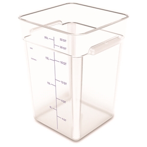 Carlisle Squares Polycarbonate Food Storage Container, 22 qt, 11 13 x 11.13 x 15.72, Clear, Plastic