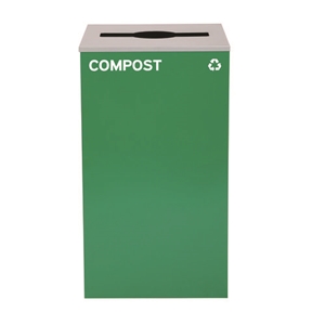 29 Gallon Trash/Recycling Cans, Steel, Green Compost Can with Mixed Lid