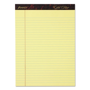 Ampad Gold Fibre Writing Pads, Wide/legal Rule, 50 Canary-Yellow 8.5 X 11.75 Sheets, 4/pack