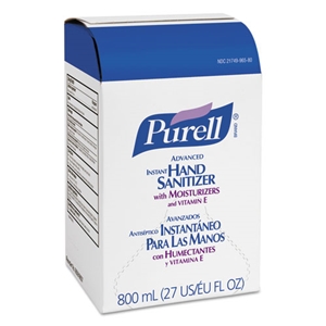 PURELL Advanced Hand Sanitizer Gel, Bag-in-Box, 800 mL Refill, Unscented, 12/Carton