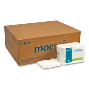 Morcon Morsoft 1/4 Fold Lunch Napkins, 1 Ply, 11.8" X 11.8", White, 6,000/ct