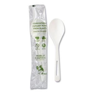 World Cent TPLA Compostable Cutlery, Soup Spoon, White, 750/Carton