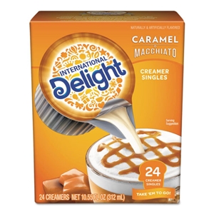 InternlDLt Flavored Liquid Non-Dairy Coffee Creamer, Caramel Macchiato, Mini Cups, 24/box