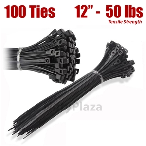NiftyPlaza 10 Inch Cable Ties 100 Pack Heavy Duty 75 LBS Nylon Wrap Zip Ties 