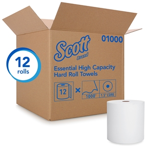 Scott Hard Wound Paper Towel Roll, White, 8" x 1000' 1/CS/12-RL