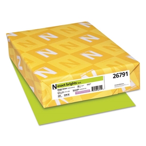 Neenah Exact Brights Paper, 20 lb Bond Weight, 8.5 x 11, Bright Green, 500/Ream