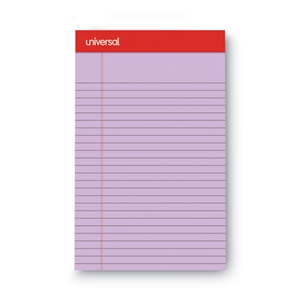 Universal Colored Perforated Ruled Writing Pads, Narrow Rule, 50 Orchid 5 X 8 Sheets, Dozen