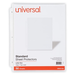 Universal Top-Load Poly Sheet Protectors, Standard Gauge, Letter, Clear, 50/pack