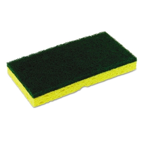 Continent Medium-Duty Sponge N' Scrubber, 3.38 X 6.25, 0.88" Thick, Yellow/green, 3/pack, 8 Packs/carton