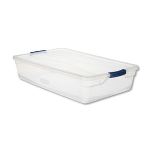 Rubbermaid Clever Store Basic Latch-Lid Container, 41 Qt, 17.75" X 29" X 6.13", Clear