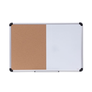 Universal Cork/Dry Erase Board, Melamine, 36 x 24, Tan/White Surface, Gray/Black Aluminum/Plastic Frame