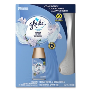 Glade Automatic Spray Starter Kit, Spray Unit and Refill, White/Gold, Clean Linen