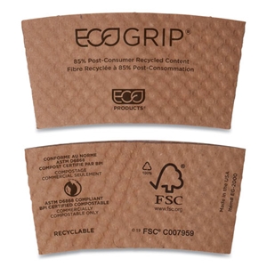 EcoProduct Ecogrip Hot Cup Sleeves - Renewable And Compostable, Fits 12, 16, 20, 24 Oz Cups, Kraft, 1,300/carton