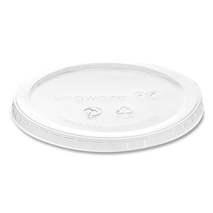 Vegware Round Deli Pot Lids, Compostable, For 8 oz to 32 oz Deli Containers, Plastic, 500/Carton