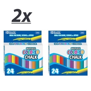 BAZIC Dustless Chalk Assorted 24 Per Box 