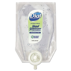Dial Antibacterial Gel Hand Sanitizer Refill for Versa Dispenser, Fragrance-Free, 15 oz, 6/Carton