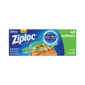 Resealable Sandwich Bags, 6.5" x 5.88", Clear, 40 Bags/Box, 12 Boxes/Carton