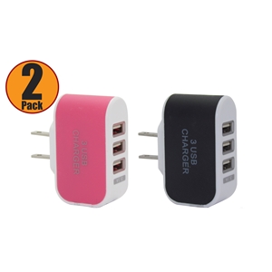 Lot of 2 Universal 3.1A Triple USB 3 Port Wall Home Travel AC Charger