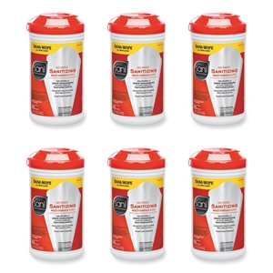 No-Rinse Sanitizing Multi-Surface Wipes, Unscented, White, 95/Container, 6/Carton