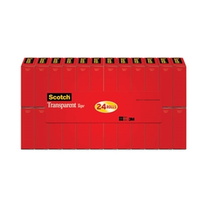 Scotch Transparent Tape, 1" Core, 0.75" X 83.33 Ft, Transparent, 24/pack