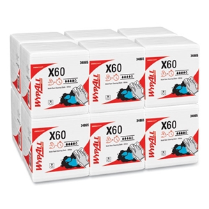 Wypall General Clean X60 Cloths, 1/4 Fold, 12.5 x 13, White, 76/Box, 12 Boxes/Carton