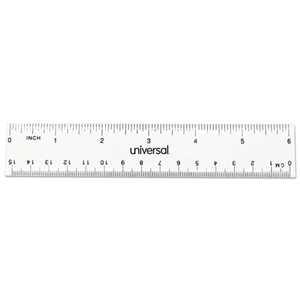 Universal Clear Plastic Ruler, Standard/metric, 6" Long, Clear, 2/pack