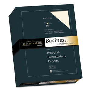 Southworth 25% Cotton Business Paper, 24 lb Bond Weight, 8.5 x 11, Natural, 500 Sheets/Ream