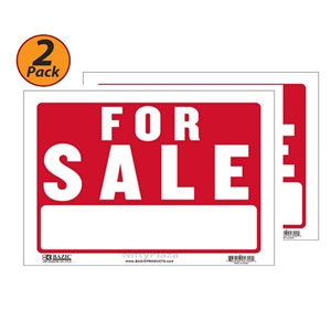 2 Pack Bazic FOR SALE sign 9" x 12" Flexible Plastic Business/Personal Use 1 