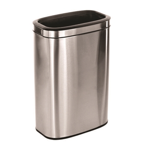 Stainless Steel Rectangular Liner Open Top Trash Can, 10.5 gal, Brushed Stainless Steel